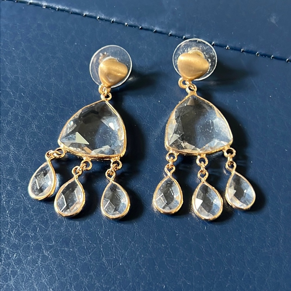 Gold and clear crystal earrings. Never worn.